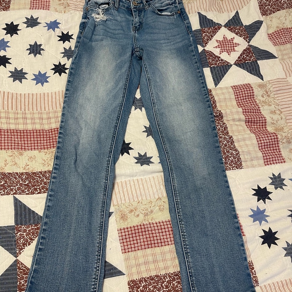 KanCan Light Blue Distressed Straight Leg Jeans